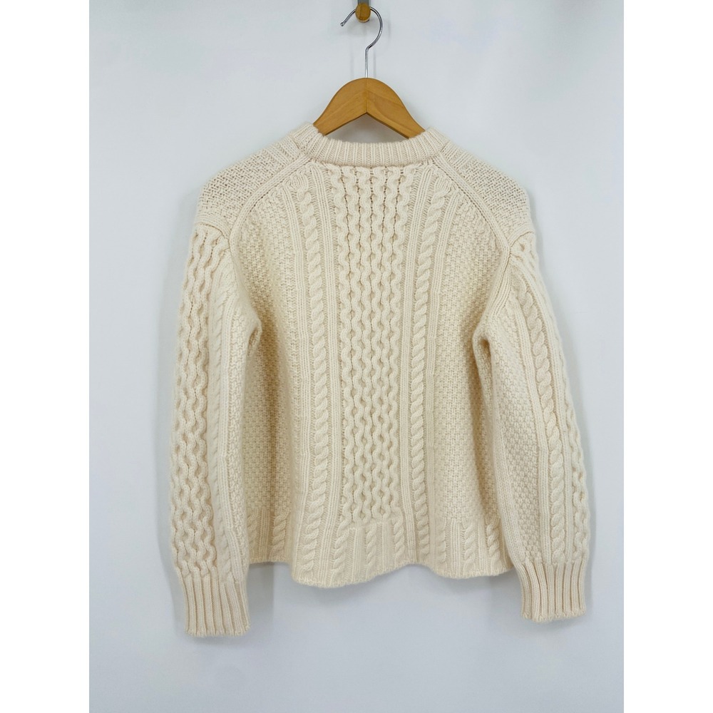Everlane Cable Knit Sweater Women M Ivory luxe Merino Wool Pullover - Picture 4 of 5